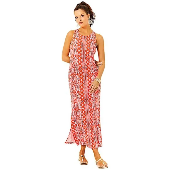 Lilly Pulitzer Ulla Maxi Dress in Flamingo Feather/Harbour View NWT - Size Large - Picture 3 of 9